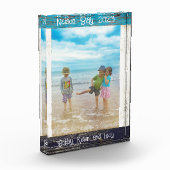 Rustic Blauw Witte Strand Houten Tekst 5" x 7" Fra Fotoblokken (Links)