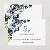 Rustic Blauwe Bloem Bruiloft RSVP Kaartje (Voorkant / Achterkant)