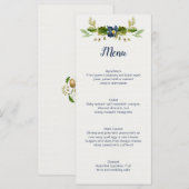 Rustic Blauwe Bloemen Eikels Eikenbladeren Trouwen Menu (Voorkant / Achterkant)