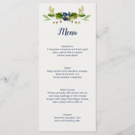 Rustic Blauwe Bloemen Eikels Eikenbladeren Trouwen Menu