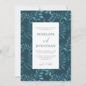 Rustic Blauwe Botanische met Stippen Bruiloft Kaart (Voorkant)