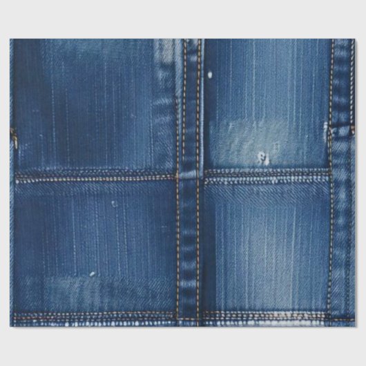 Rustic Blauwe Denim Patchwork Cadeaupapier (Vlak)