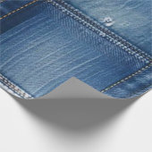 Rustic Blauwe Denim Patchwork Cadeaupapier (Hoek)