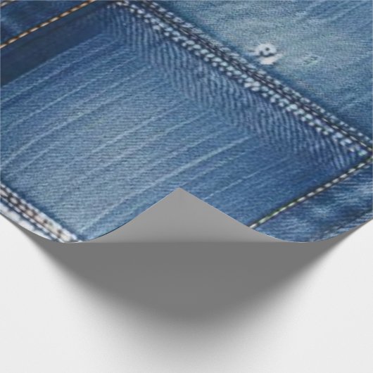 Rustic Blauwe Denim Patchwork Cadeaupapier (Hoek)