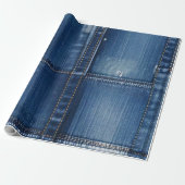 Rustic Blauwe Denim Patchwork Cadeaupapier (Uitgerold)