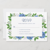 Rustic Blauwe Hortensia Watercolor RSVP Kaart (Voorkant)