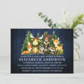 Rustic Blauwe Houten Bosdieren Douche Kaart (Staand voorkant)
