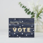 Rustic Blauwe Houten Sterren Stem Briefkaart (Staand voorkant)