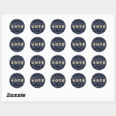 Rustic Blauwe Houten Sterren Stem Ronde Sticker (Vel)