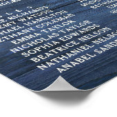 Rustic Blauwe Houten Witte Bloem Zitplaatskaart Pl Poster (Hoek)