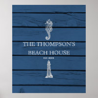 Rustic Blauwe Houten Zeepaardje Vuurtoren Strandhu