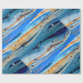 rustic blauwe jeneverhouten planken cadeaupapier (Vlak)