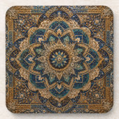 Rustic Blauwe Mandala Stenen Onderzetter | Vintage (Voorkant)