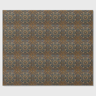 Rustic Blauwe Mandala Stenen Onderzetter | Vintage Cadeaupapier