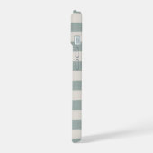 Rustic Blauwe Strepen Monogram iPhone 15 Hoesje (Linkerkant)