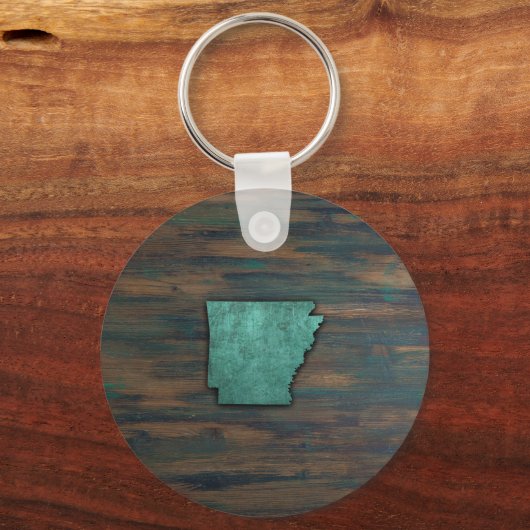 Rustic Blauwgroen Arkansas Shape Sleutelhanger (Voorkant)