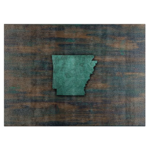 Rustic Blauwgroen Arkansas Shape Snijplank (Voorkant)