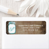 Rustic Blauwgroen bruin Mason Jar Wedding Address  Etiket (Insitu)