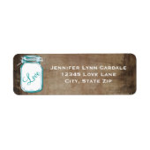 Rustic Blauwgroen bruin Mason Jar Wedding Address  Etiket (Voorkant)
