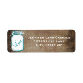 Rustic Blauwgroen bruin Mason Jar Wedding Address  Etiket