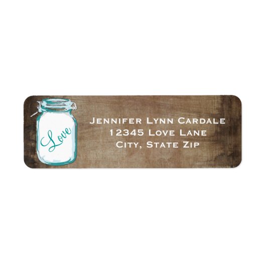 Rustic Blauwgroen bruin Mason Jar Wedding Address Etiket (Voorkant)