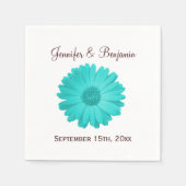 Rustic Blauwgroen Daisy Custom Wedding Cocktail Na Servetten (Voorkant)