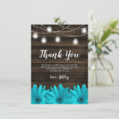 Rustic Blauwgroen Daisy Mason Jar Lights Sweet 16 Bedankkaart (Staand voorkant)