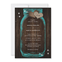 Rustic Blauwgroen Mason Jar Wedding Invitations