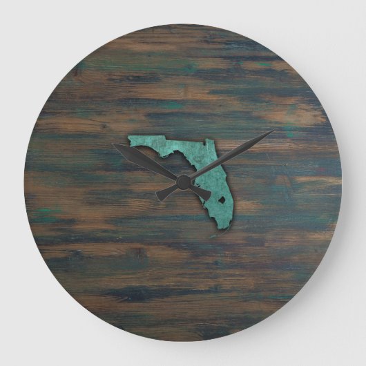 Rustic Blauwgroen Vorm van Florida Grote Klok (Voorkant)