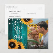 Rustic Blauwgroen Zonnebloem sparen het Briefkaart (Voorkant / Achterkant)