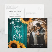 Rustic Blauwgroen Zonnebloem sparen het Briefkaart (Voorkant / Achterkant)