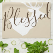 Rustic Blessed Script White Deer Silhouette Theedoek (Gevouwen)