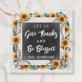Rustic Blessed Thanksgiving Sunflower Pumpkins Jar Bedankjes Labels