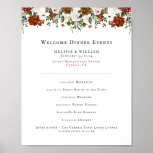 Rustic Bloem Boho Botanische Huwelijksprogramma Poster