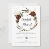 Rustic Bloem | Boho Botanische Trouw Uitnodiging (Voorkant)