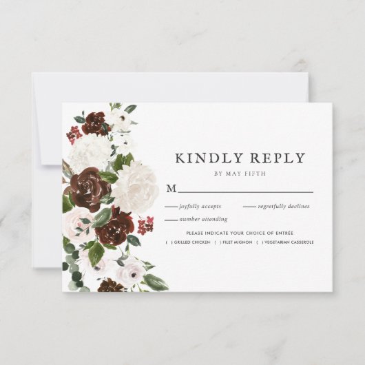 Rustic Bloem | Boho Groenery RSVP met maaltijd Kaartje (Voorkant)