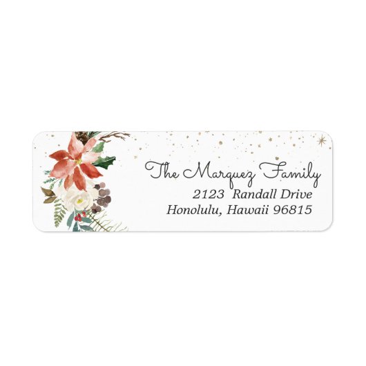 Rustic Bloem | Winter Botanisch Trouwlabel Etiket (Voorkant)