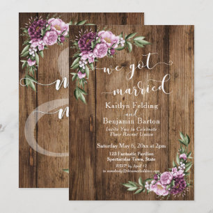 Rustic Bloemen en We Got Married Ontvangst Alleen Kaart