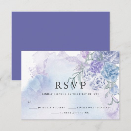 Rustic bloemige waterverf RSVP-kaart RSVP Kaartje (Voorkant / Achterkant)