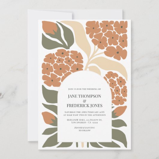Rustic Bloom Abstract Floral Modern Spring Wedding Kaart (Voorkant)