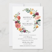 Rustic Bloom | Autumn Floral Wreath bruiloft Kaart (Voorkant)