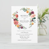 Rustic Bloom | Autumn Floral Wreath bruiloft Kaart (Staand voorkant)