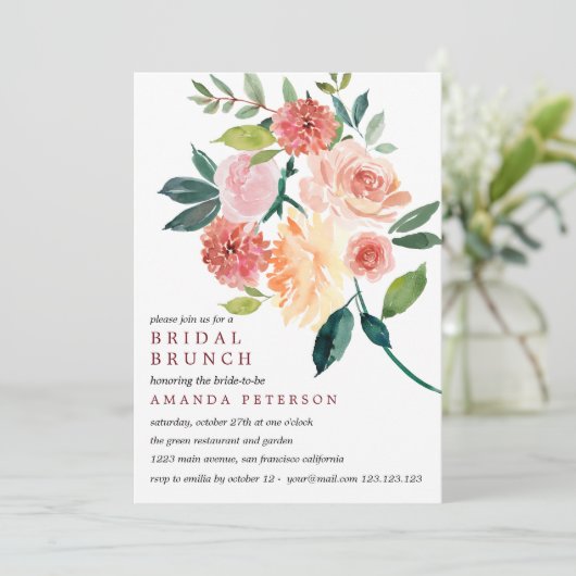 Rustic Bloom | Bridal Brunch Bridal Bride Bouquet Kaart (Staand voorkant)