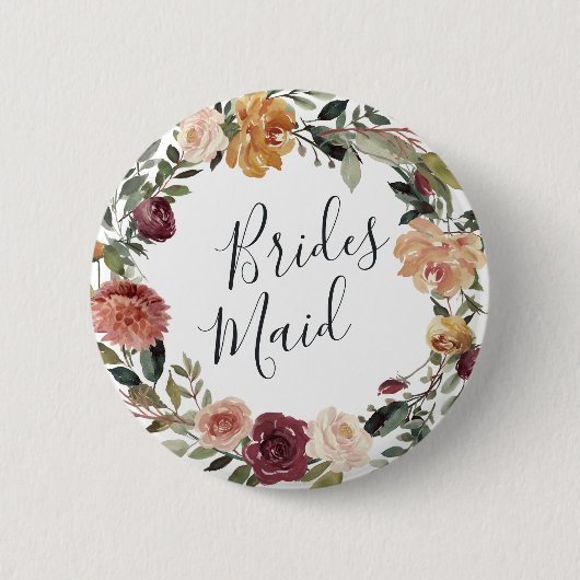 Rustic Bloom Bridesmaid Ronde Button 5,7 Cm (Voorkant)