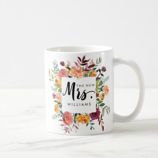 Rustic Bloom | BRUILOFT DE NIEUWE MRS Typografie Koffiemok (Rechts)
