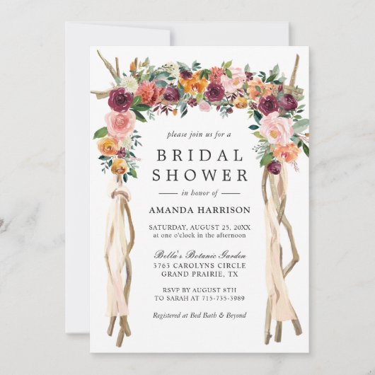 Rustic Bloom Burgundy Blush Floral Vrijgezellenfee Kaart (Voorkant)