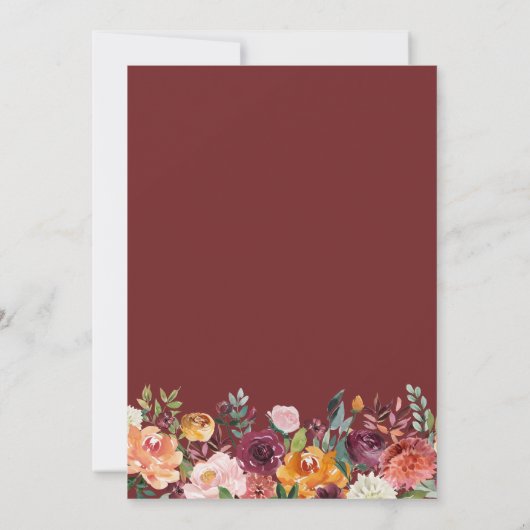 Rustic Bloom Burgundy Blush Floral Vrijgezellenfee Kaart (Achterkant)