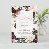 Rustic Bloom Burgundy Blush Waterverf Rozen Kaart (Staand voorkant)