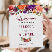 Rustic Bloom Burgundy Flowers Weddenschap Welkomst Poster