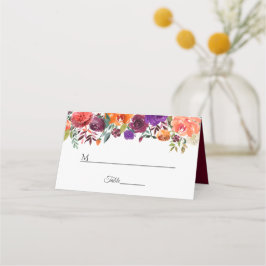 Rustic Bloom Burgundy Red Floral Wedding Table Plaatskaartje
